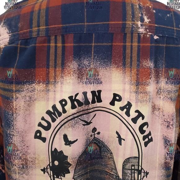 Pumpkin Patch Junkie Upcycled Fall Flannel Shirt - Medium - Picture 2 of 9